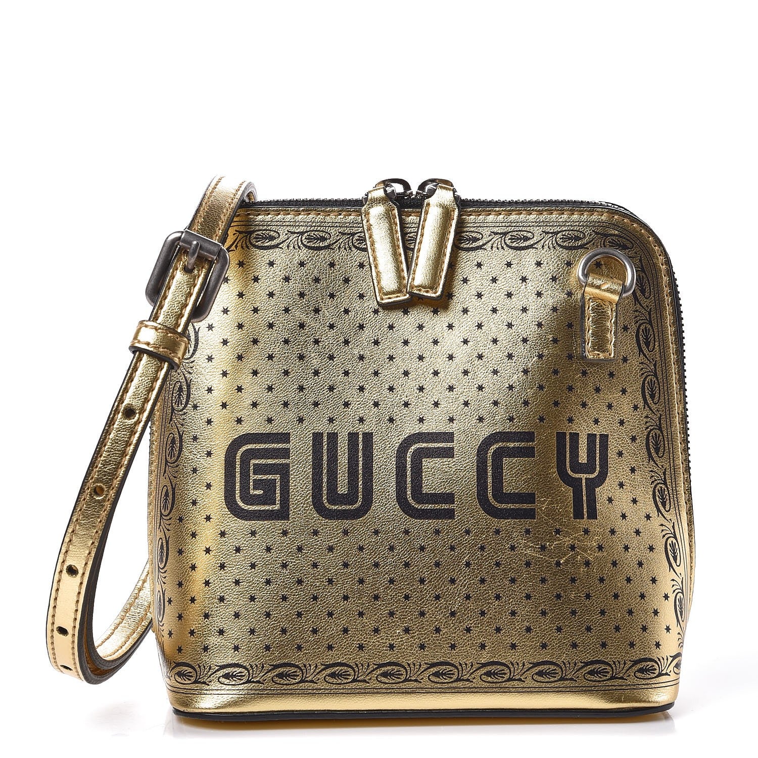 Gucci X SEGA Calfskin GUCCY Stars Mini Dome Shoulder Bag Gold 1 of 7