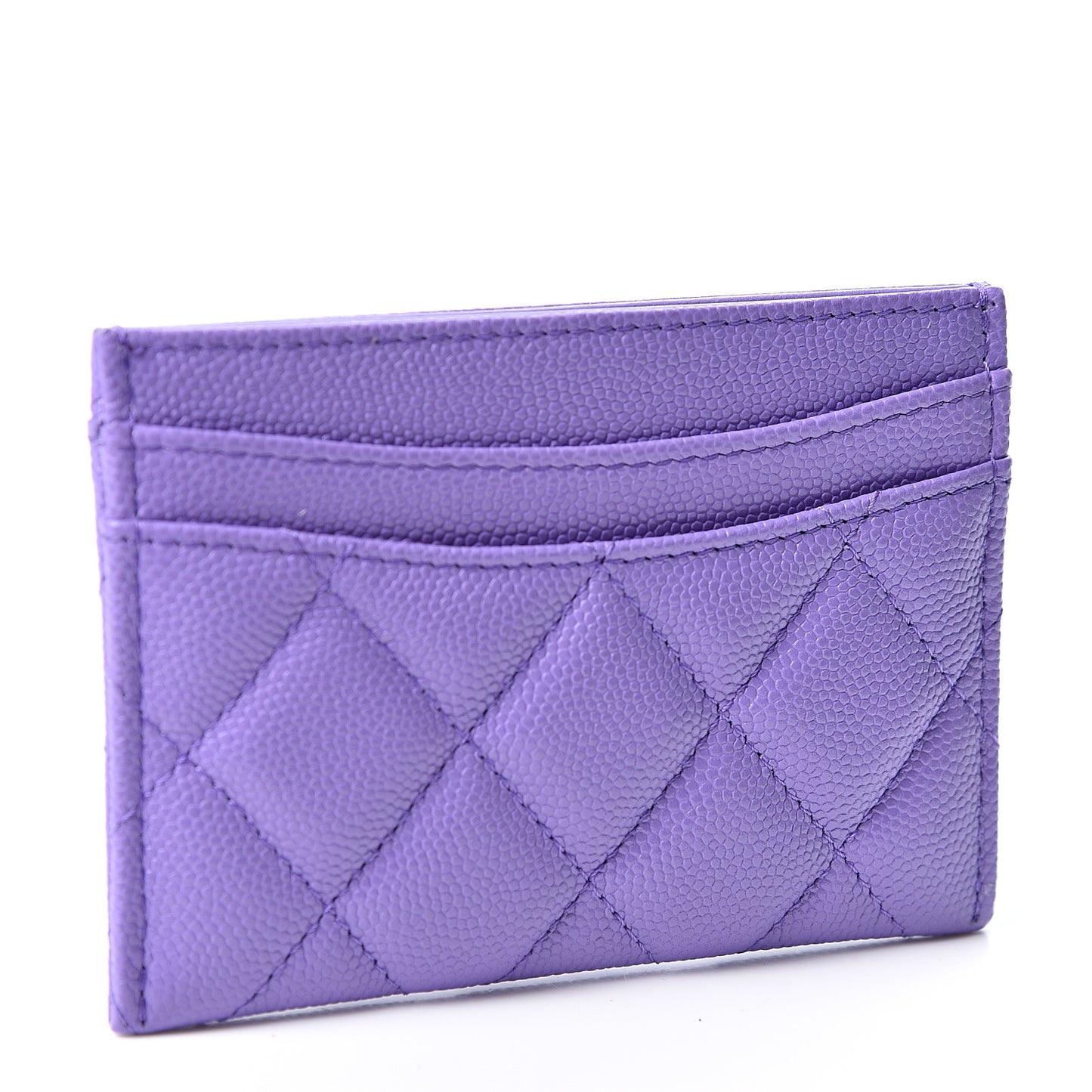 Caviar Quilted Card Holder Purple