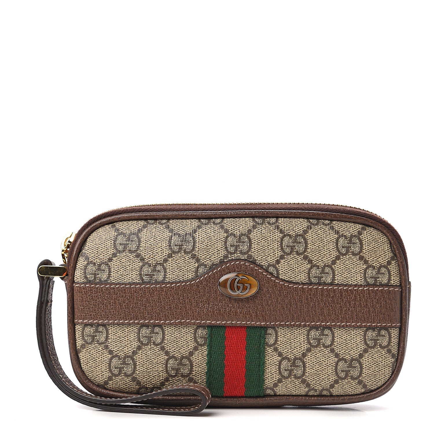 Gucci GG Supreme Monogram Ophidia Phone Case Wristlet Brown 1 of 6