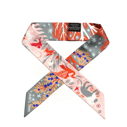 Hermes Silk Le Charme D Orphee Twilly Gris Acier Rose Poudre 1 of 4