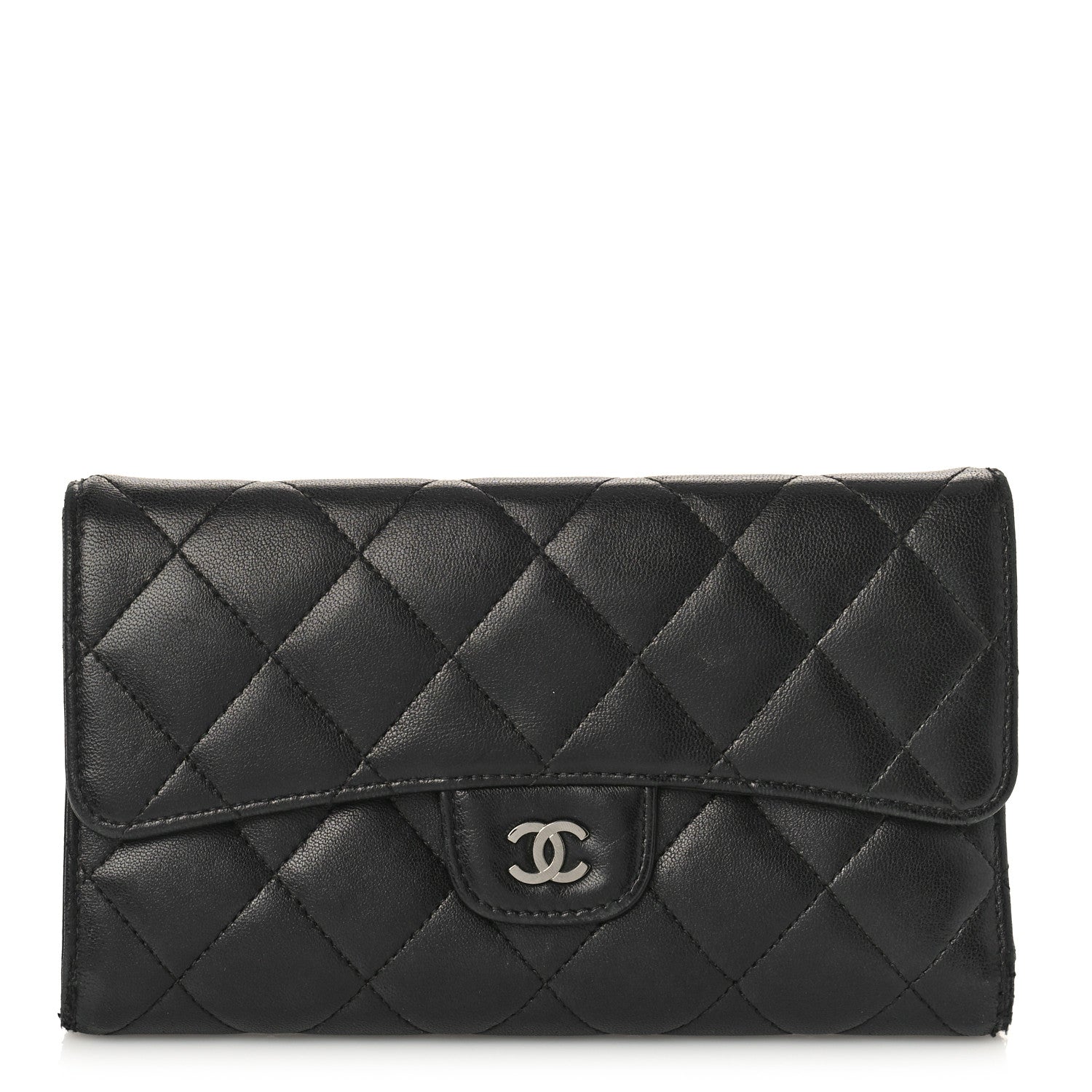 Chanel Lambskin Quilted Large Flap Wallet Black 1 of 13