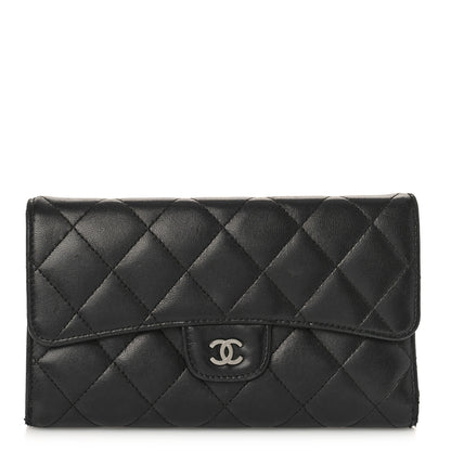 Chanel Lambskin Quilted Large Flap Wallet Black 1 of 13
