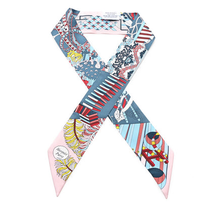 Hermes Silk De l'Ombrelle Aux Duels Twilly Bleu Moyen Rose Pale 1 of 3
