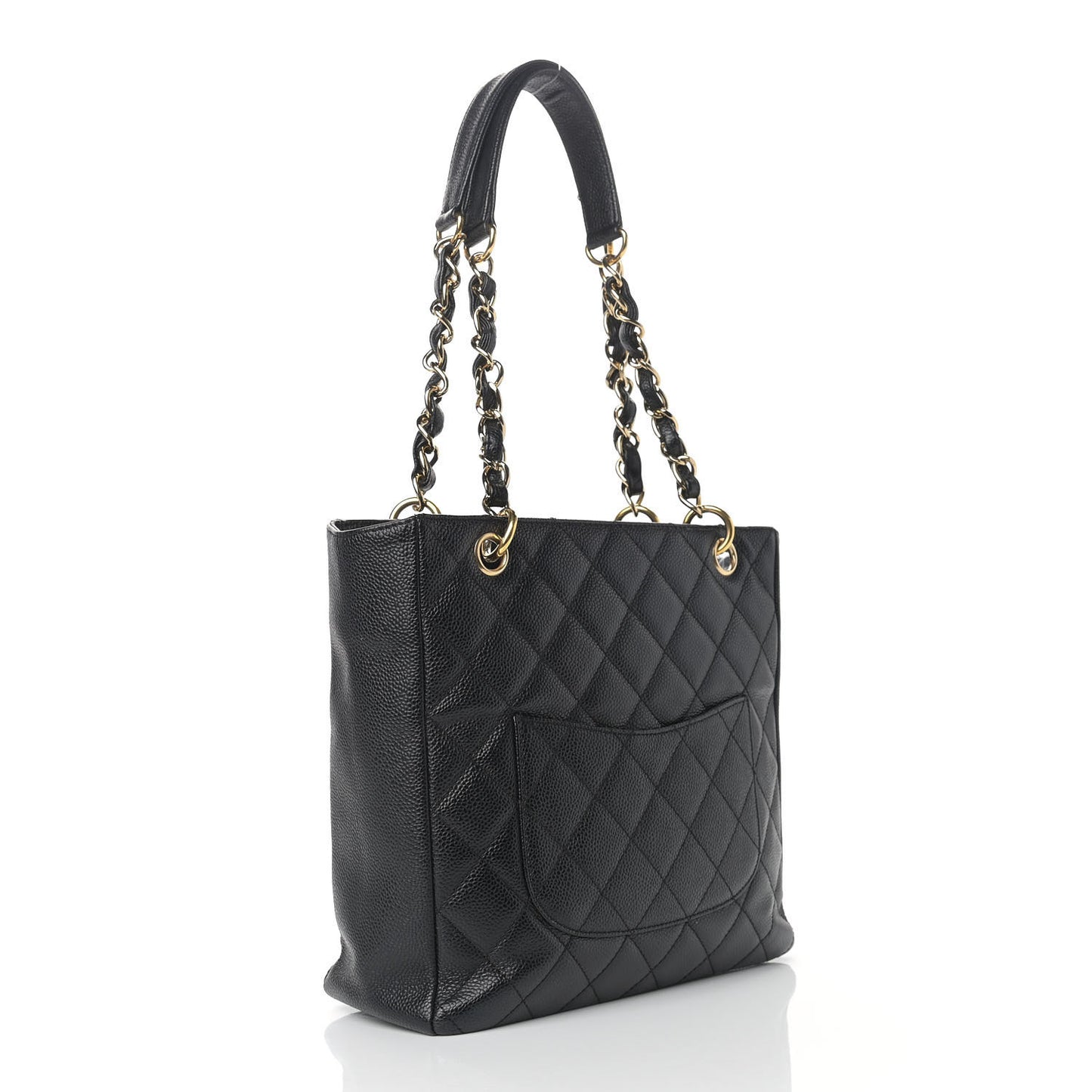 Caviar Quilted Petit Shopping Tote PST Black