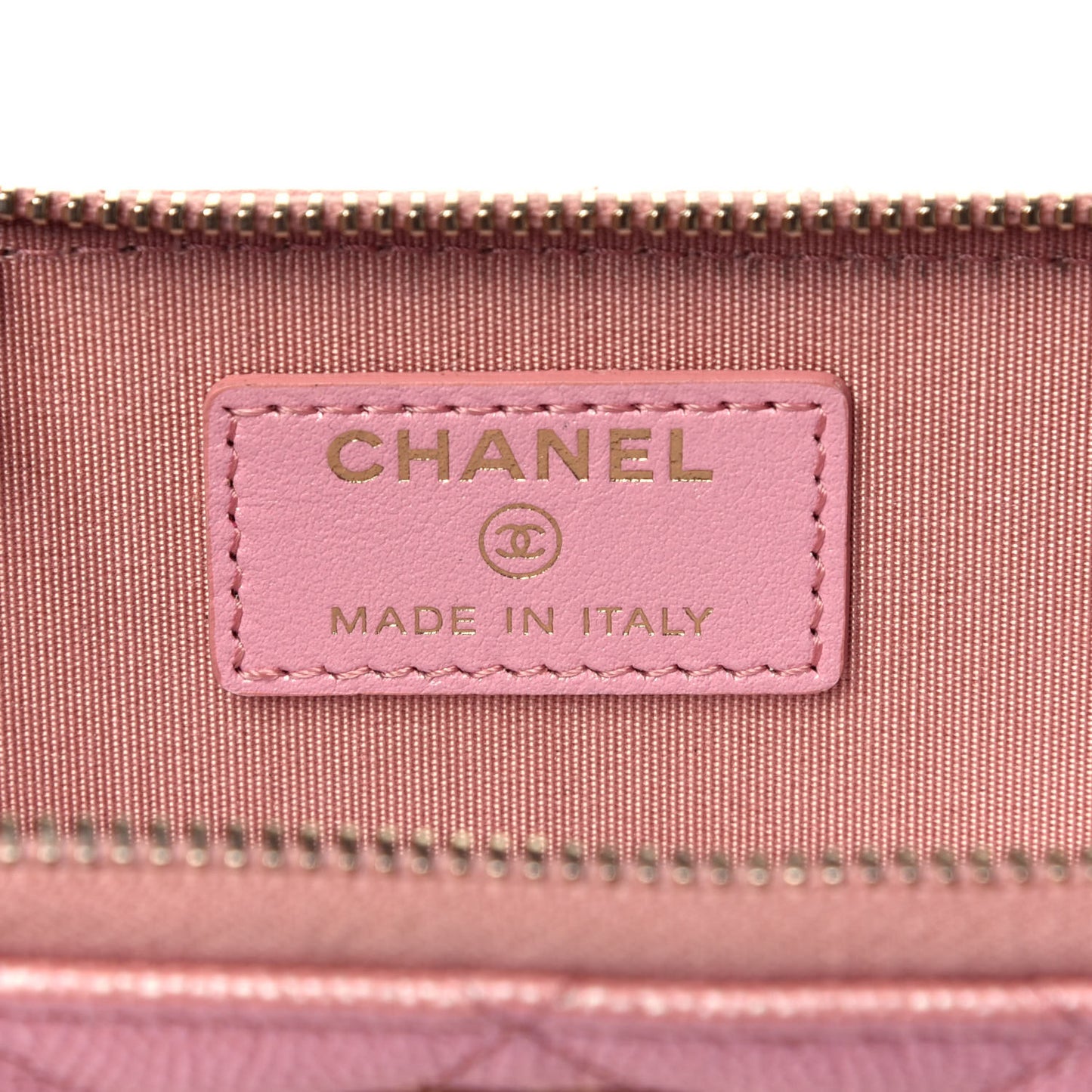 Iridescent Caviar Quilted Zipped Key Holder Case Rose Pink