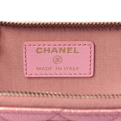 Chanel Iridescent Caviar Quilted Zipped Key Holder Case Rose Pink 6 of 7