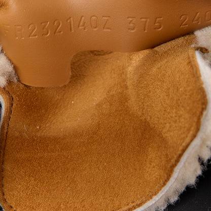 Hermes Suede Goatskin Shearling Go Mules 37.5 Beige Kraft Ecru 8 of 8