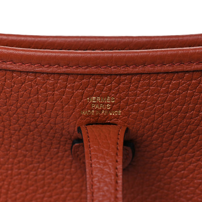 Hermes Taurillon Clemence Maxi Quadrille Evelyne TPM Cuivre Chai Nata Bleu Brume 6 of 11