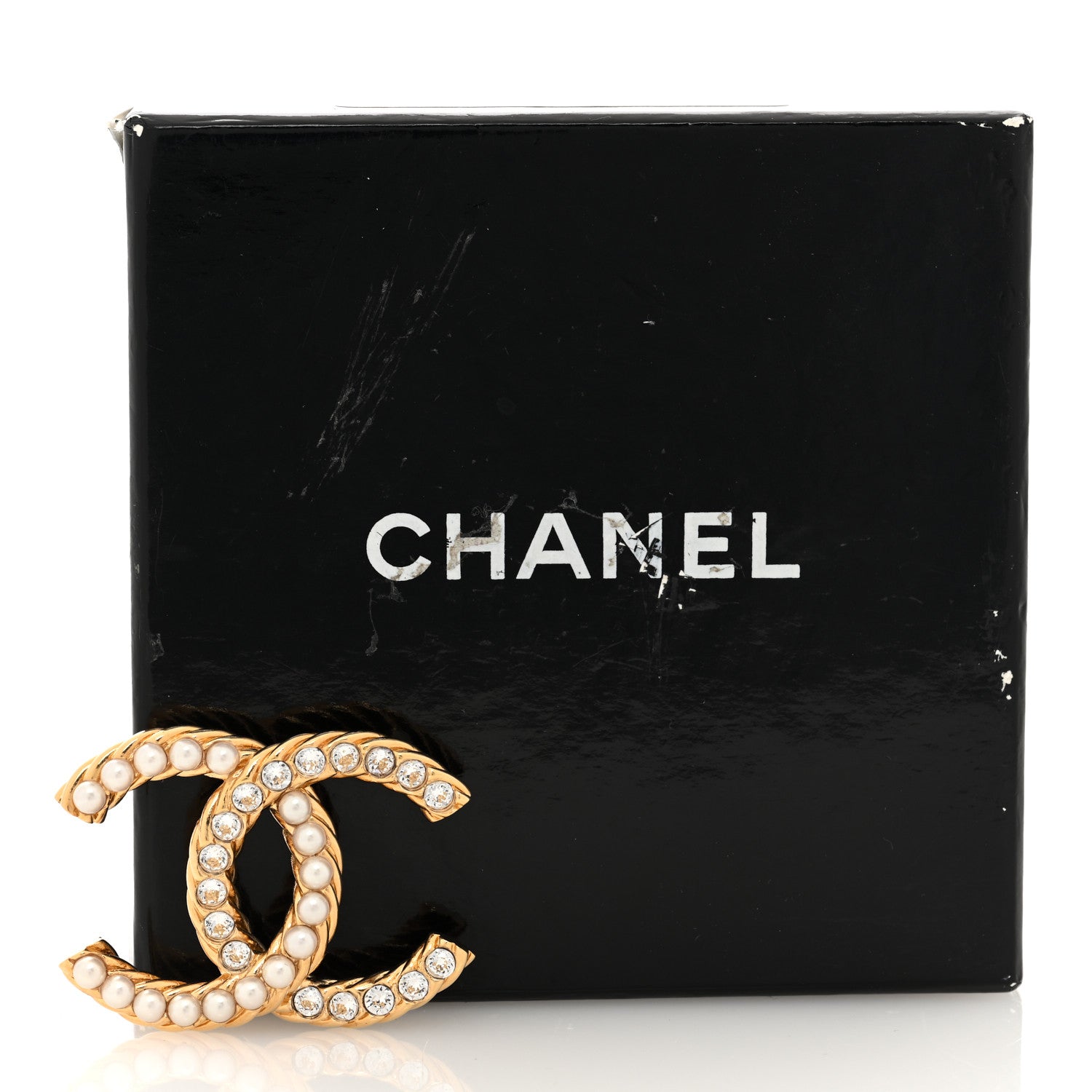 Chanel Pearl Crystal April In Paris CC Brooch Gold 4 of 4