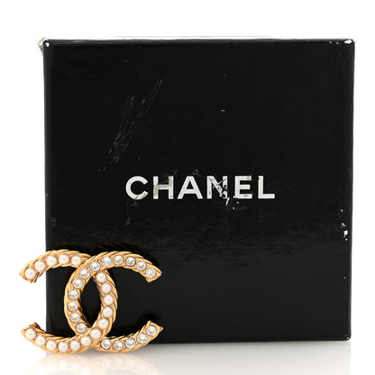 Chanel Pearl Crystal April In Paris CC Brooch Gold 4 of 4