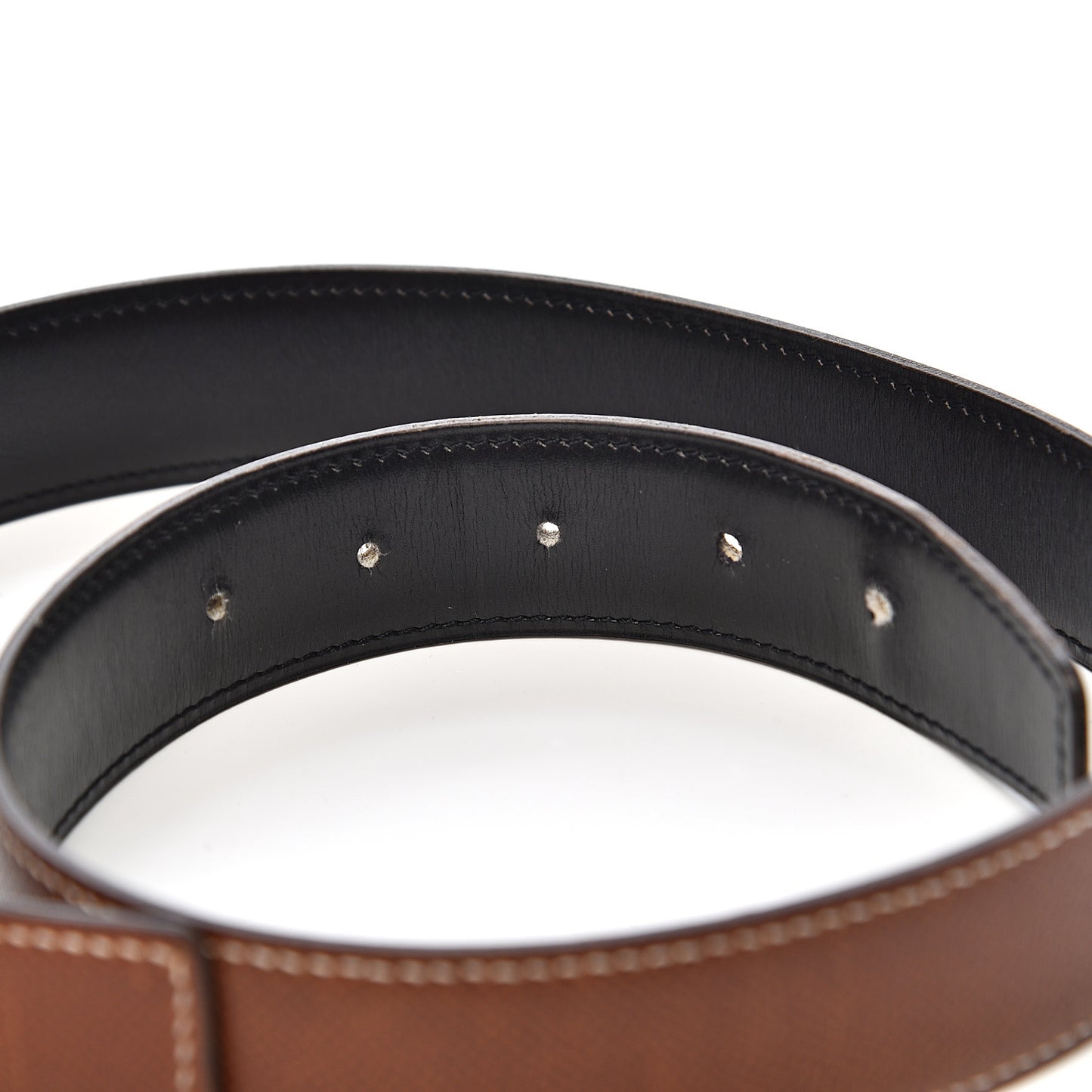 Box Courchevel 32mm Constance H Belt 72 Black Cognac