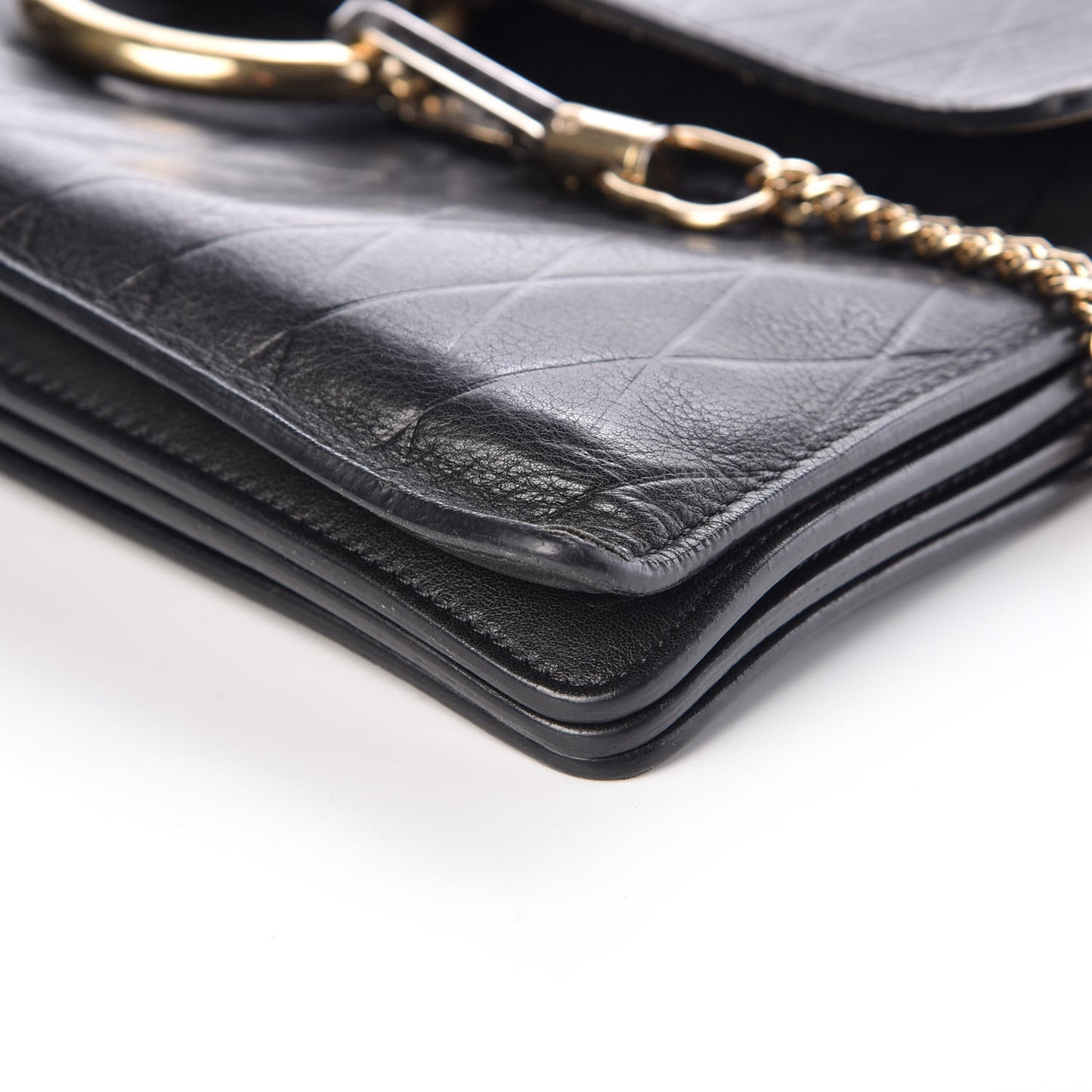 Calfskin Diamond Embossed Medium Faye Shoulder Bag Black