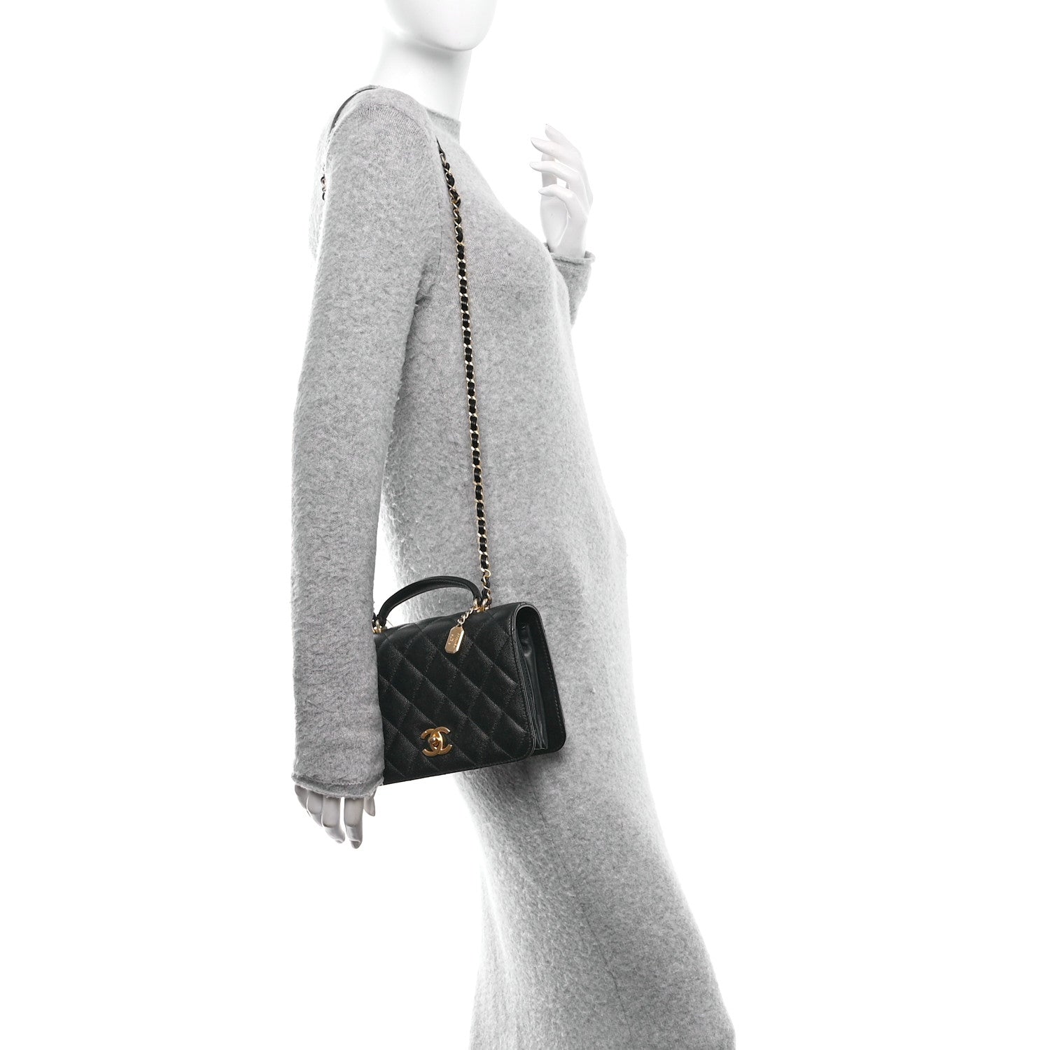 Chanel Caviar Quilted Mini Top Handle Flap Black 2 of 11