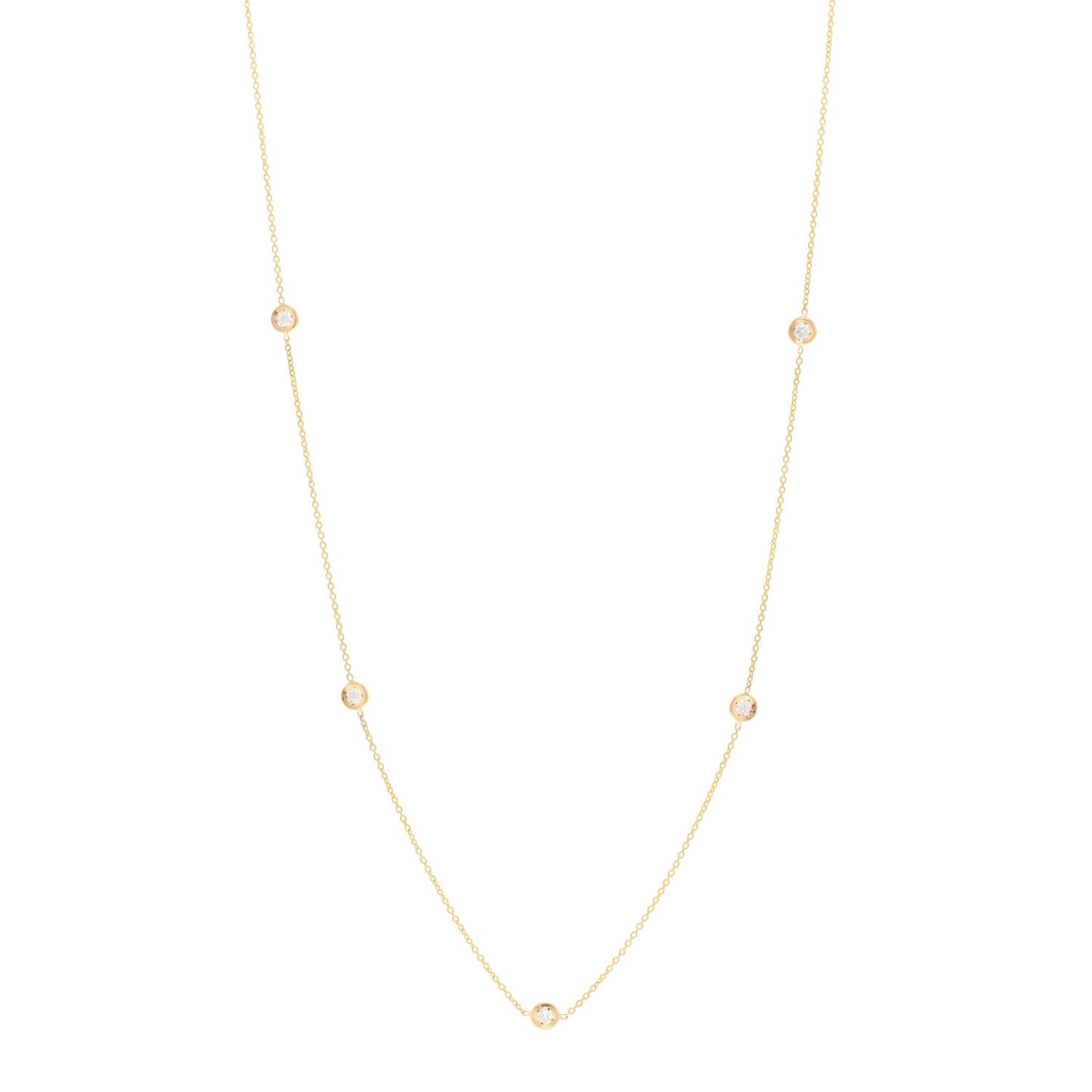 18K Yellow Gold Diamond .23ctw Diamonds By The Inch Five Station Necklace