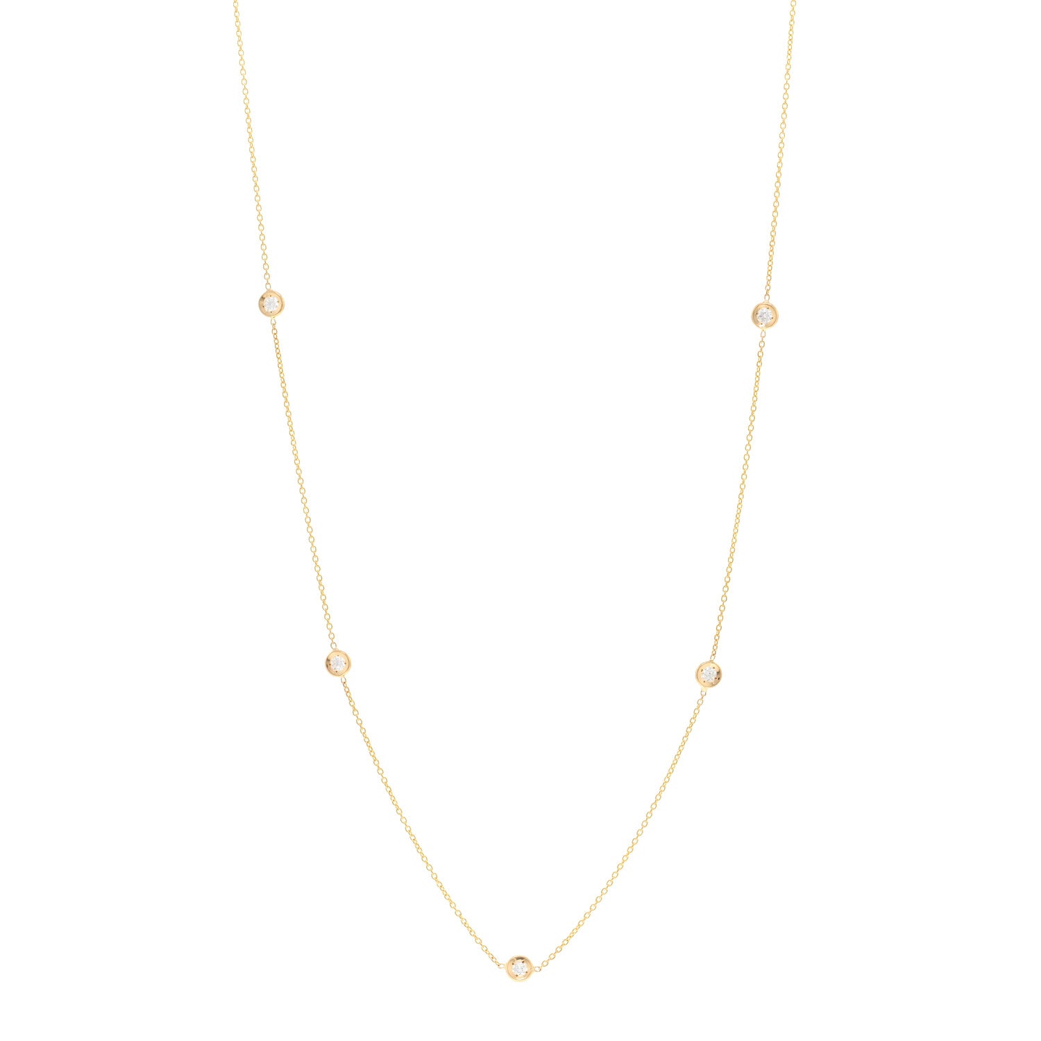Roberto Coin 18K Yellow Gold Diamond .23ctw Diamonds By The Inch Five Station Necklace 1 of 4