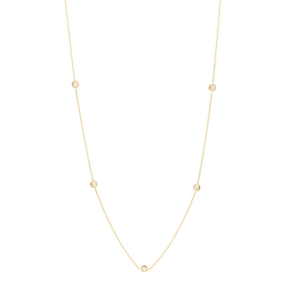 Roberto Coin 18K Yellow Gold Diamond .23ctw Diamonds By The Inch Five Station Necklace 1 of 4
