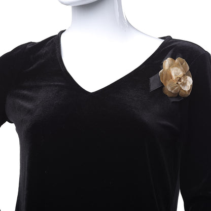 Chanel Fabric Camellia Flower Brooch Dark Beige 2 of 4