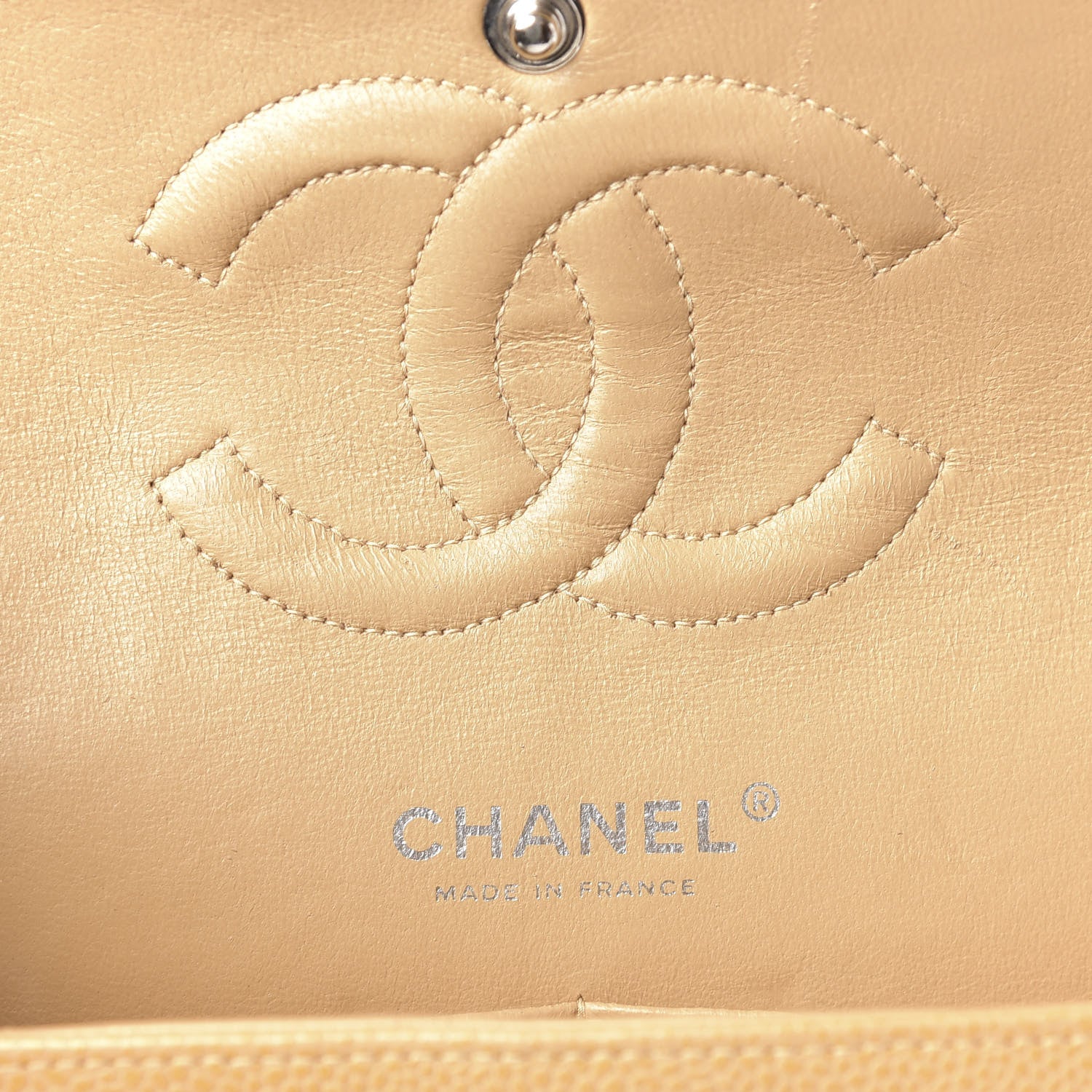Chanel Caviar Quilted Medium Double Flap Beige 8 of 9