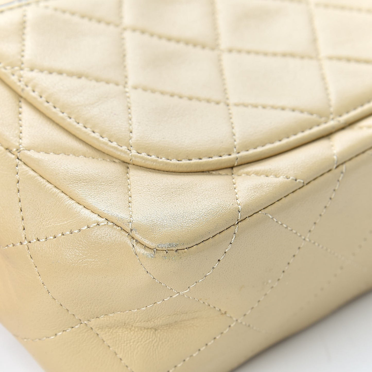 Lambskin Quilted Mini Square Flap Beige