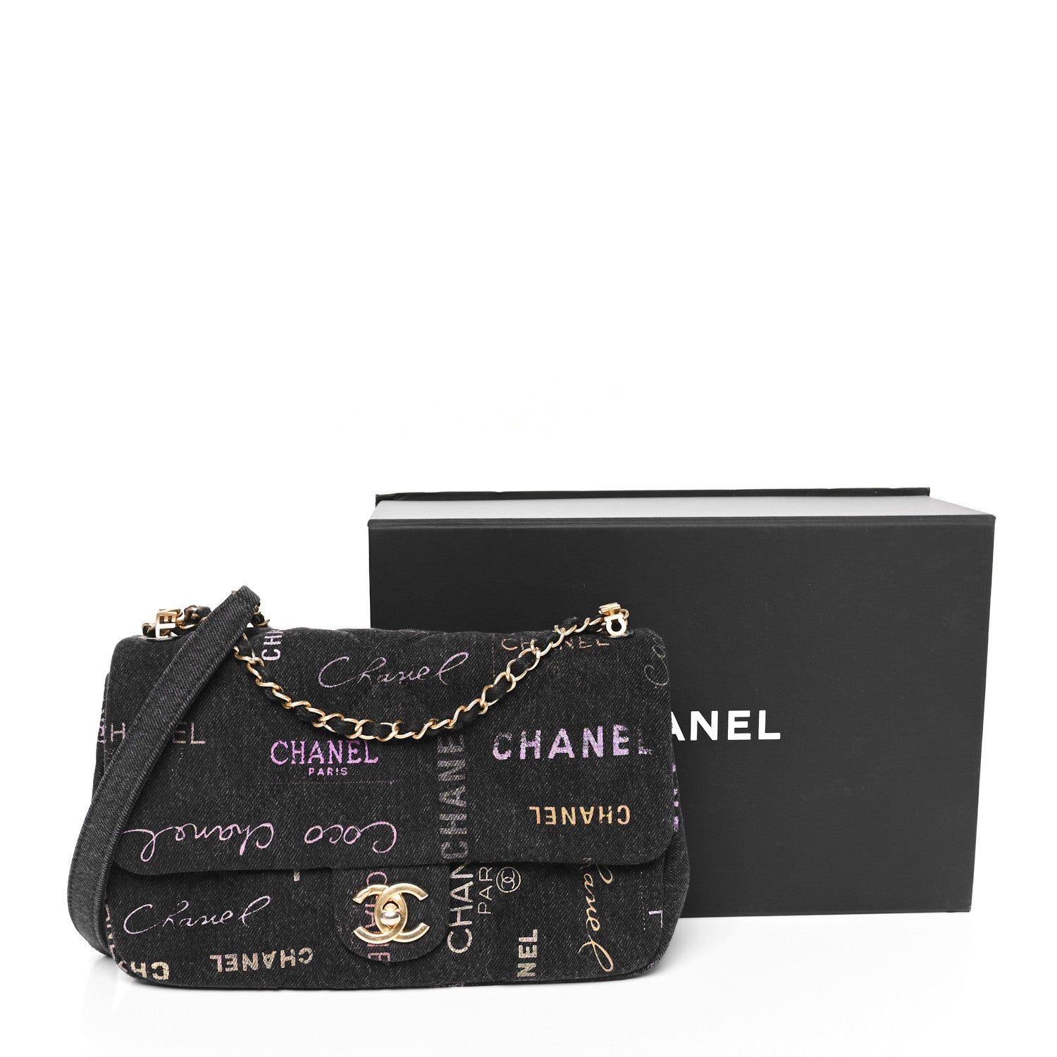 Chanel Denim Quilted Denim Mood Large Flap Black Multicolor 11 of 11