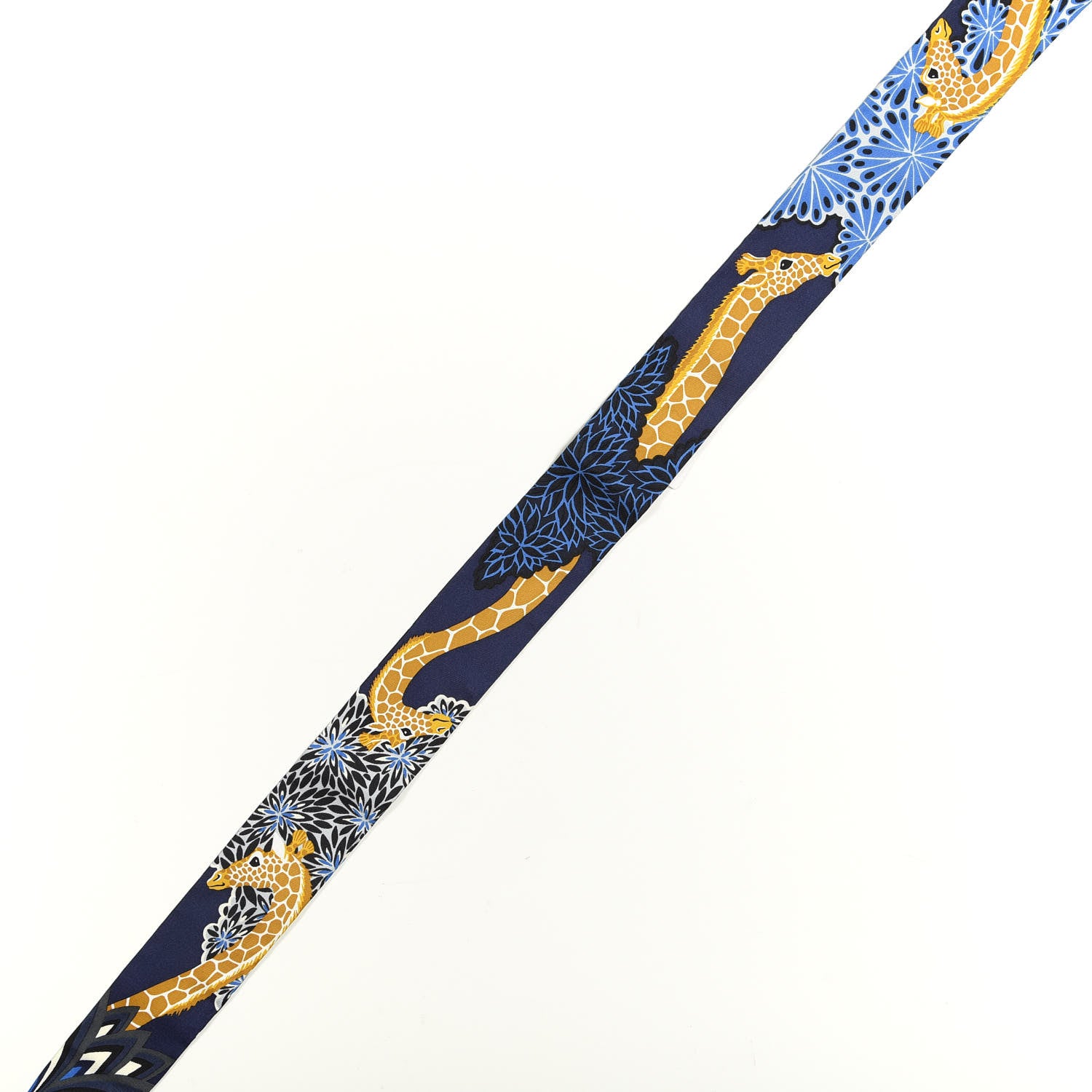 Hermes Silk The Three Graces Twilly Bleu Nuit Gold Black 4 of 5