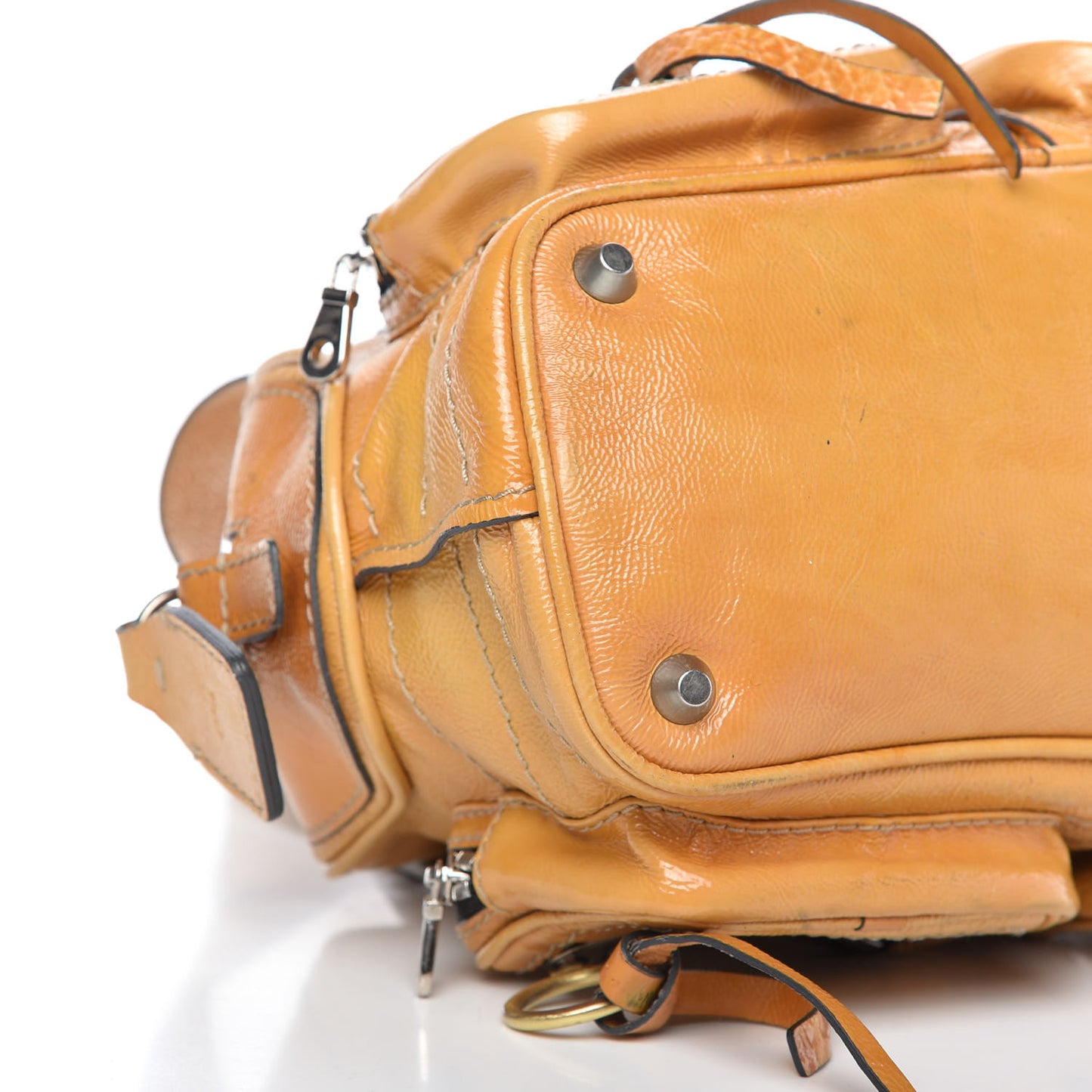 Crinkled Patent Betty Shoulder Bag Creme