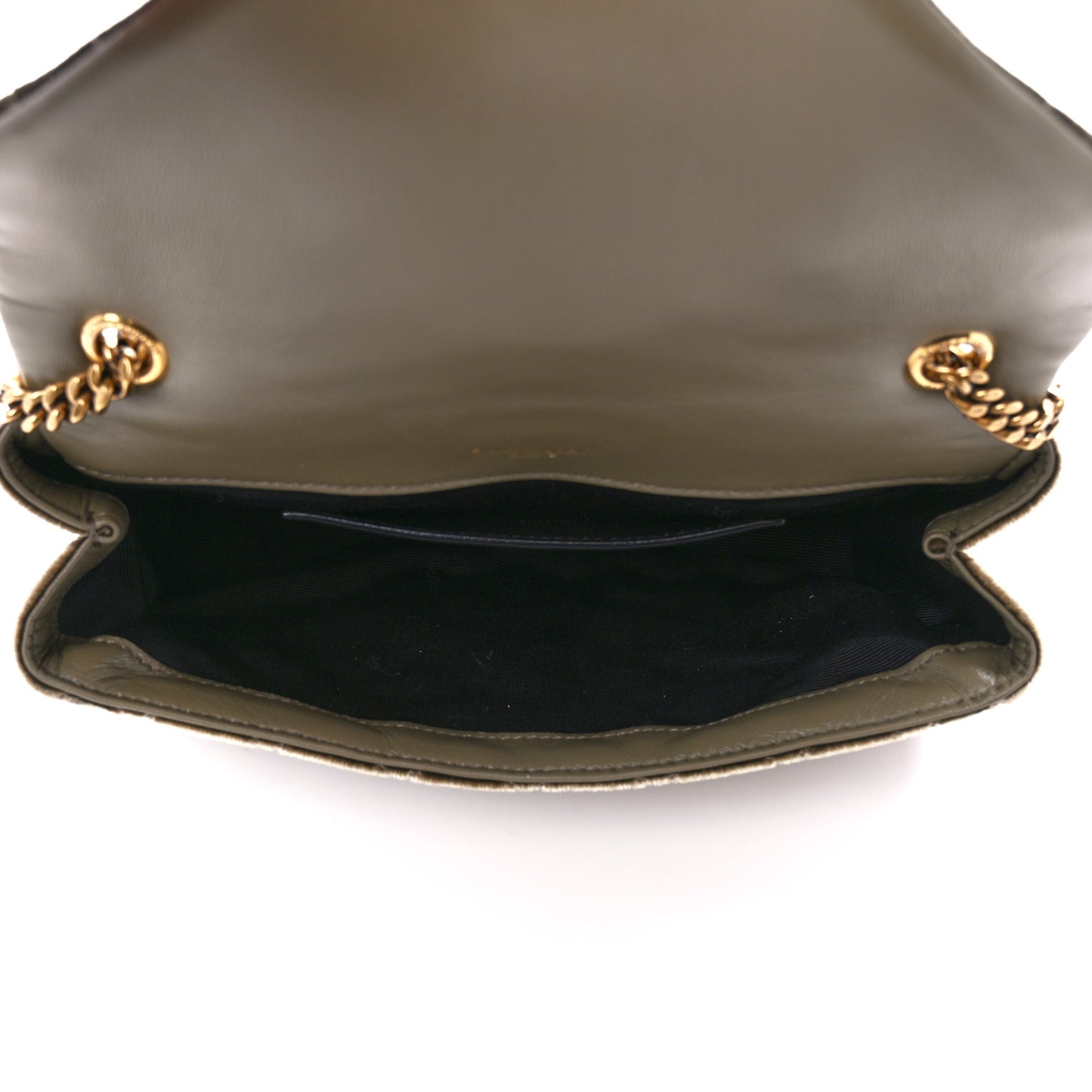 Velvet Mixed Matelasse Triquilt Small Monogram Satchel Dark Vintage Olive