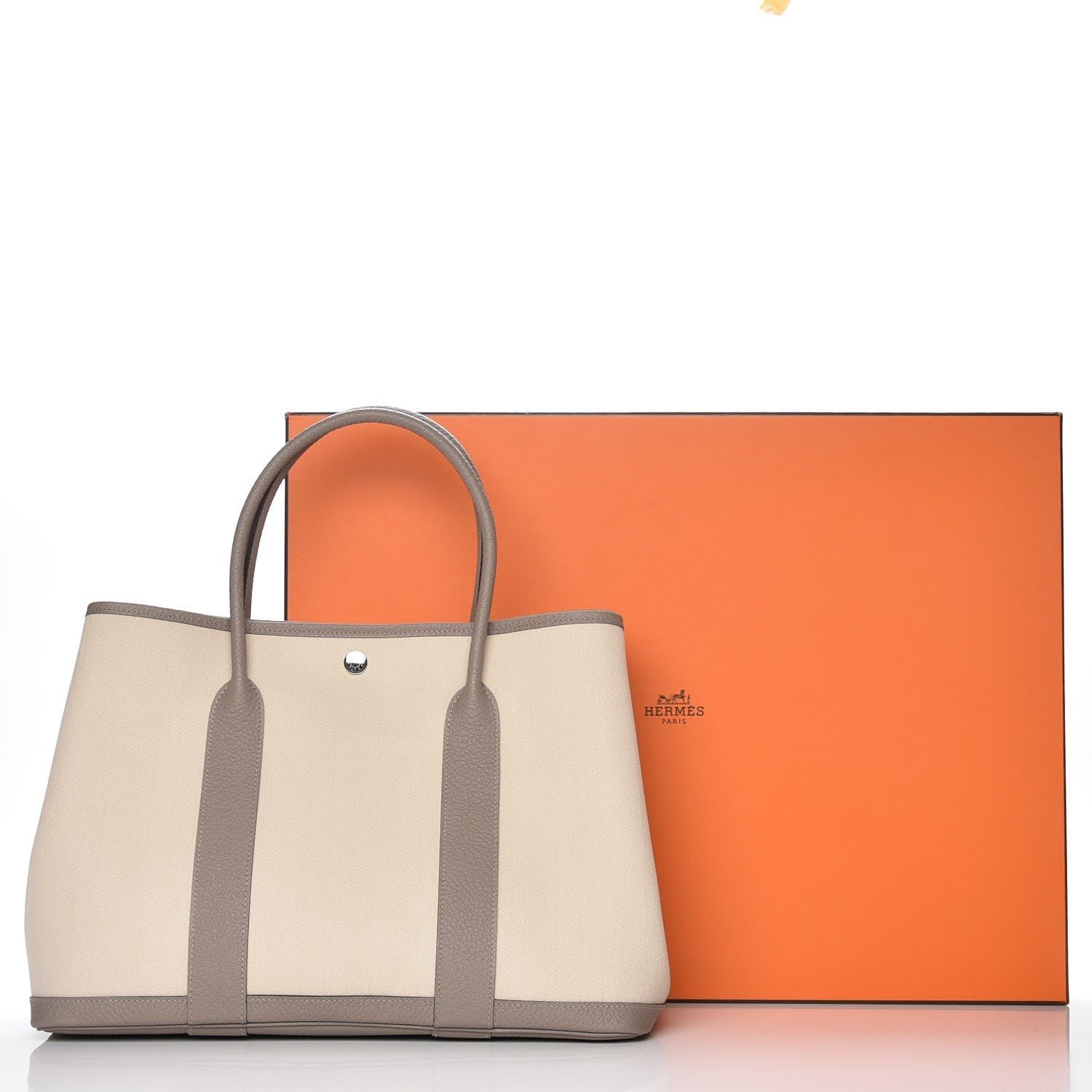 Hermes Toile Chevron Vache Country Garden Party Tote 36 MM Gris Asphalt Craie 8 of 8