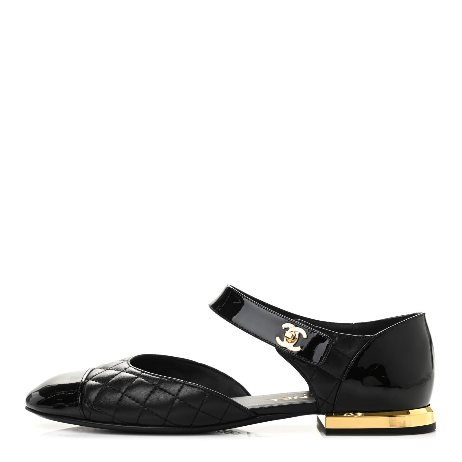 Chanel Patent Lambskin Quilted Cap Toe Ballerina Flats 38 Black 1 of 9