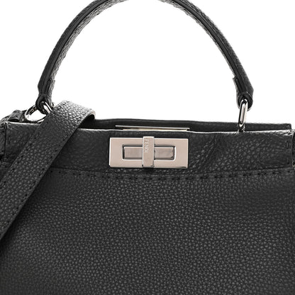 Fendi Cuoio Romano Selleria Bi-Color Medium Peekaboo Iconic Satchel Asfalto Latte 11 of 11