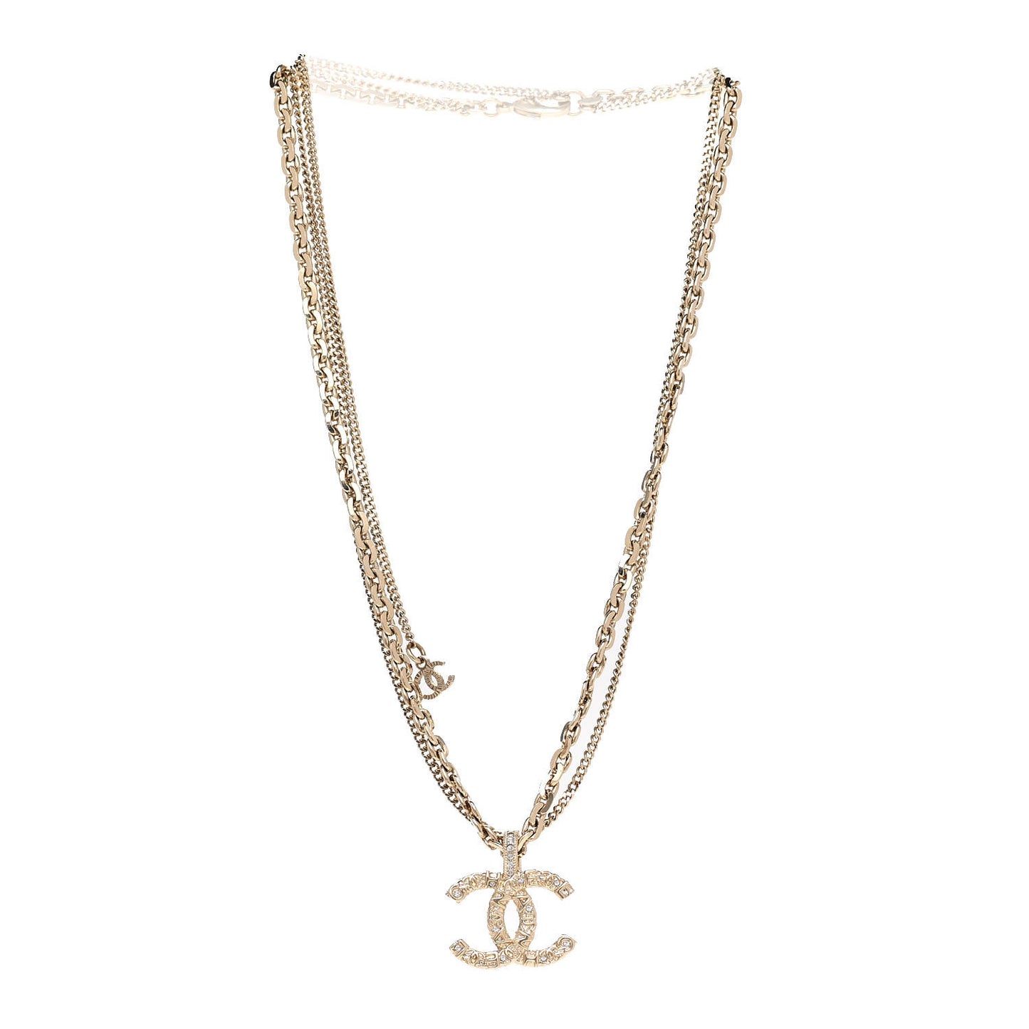 Crystal CC Multi Strand Chain Necklace Gold