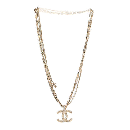 Chanel Crystal CC Multi Strand Chain Necklace Gold 3 of 7