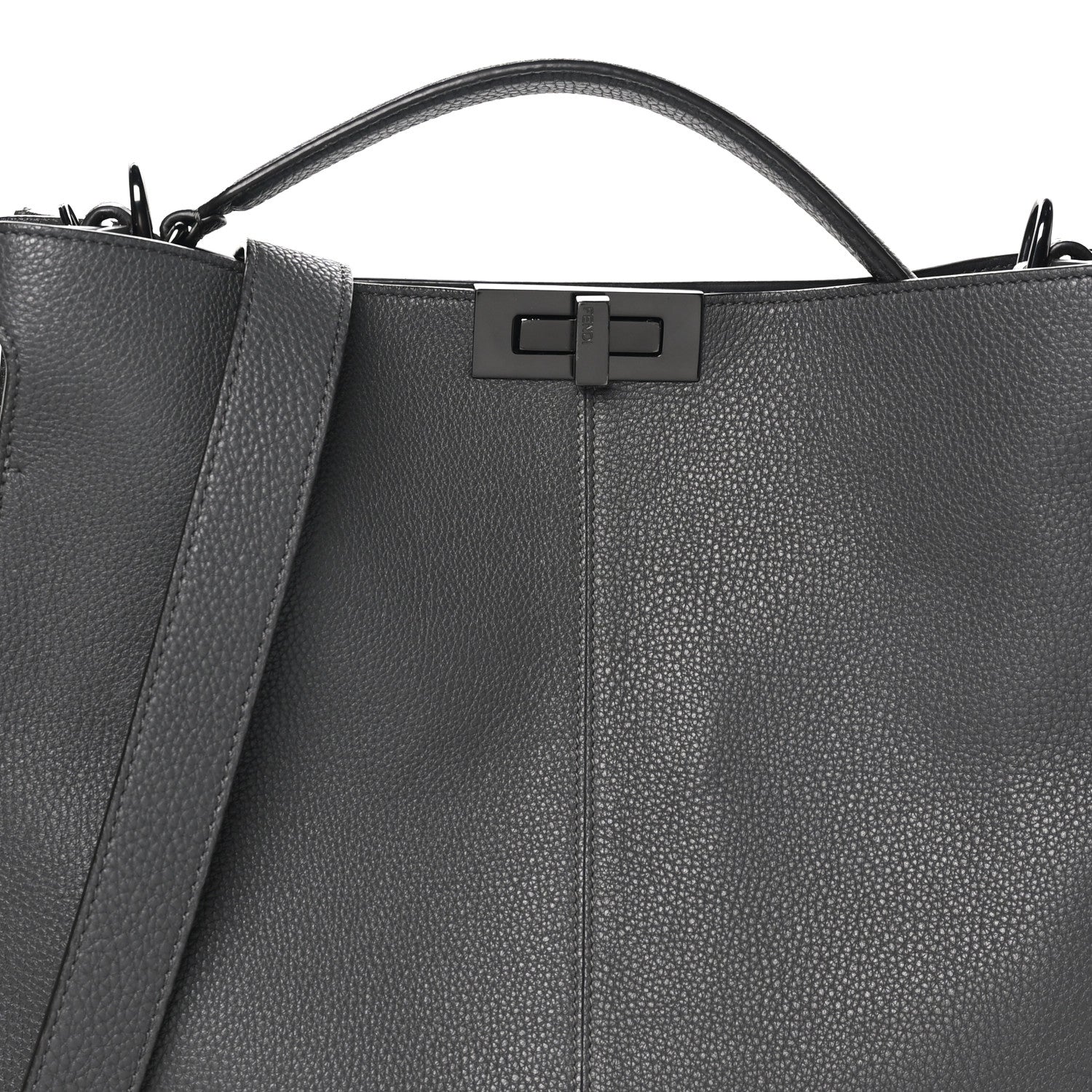 Fendi Cuoio Romano Large I SEE U Peekaboo X-Lite Tote Asfalto Praline Tobacco Moro 7 of 9