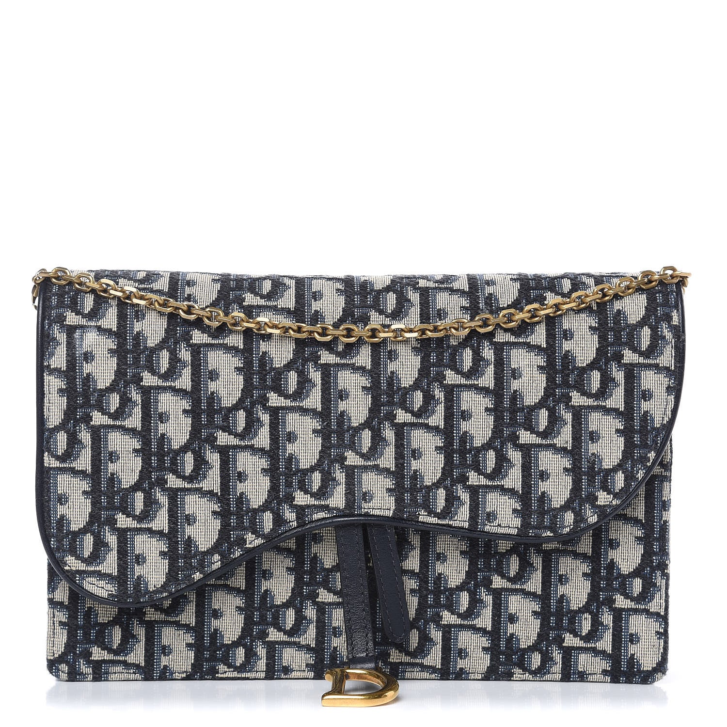Christian Dior Oblique Saddle Chain Pouch Blue 1 of 8