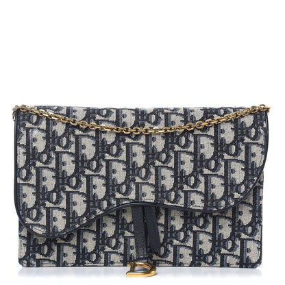 Christian Dior Oblique Saddle Chain Pouch Blue 1 of 8