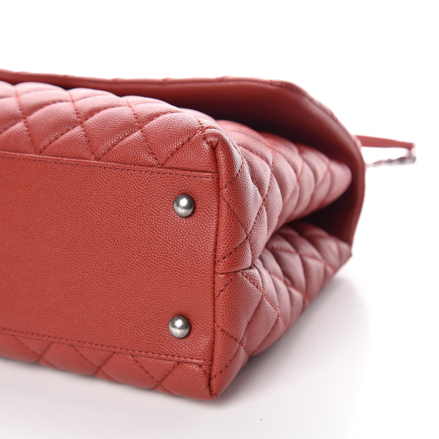 Caviar Quilted Medium Coco Handle Flap Dark Red