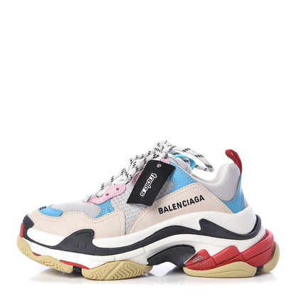 Balenciaga Fabric Mesh Womens Triple S Sneakers 36 White Blue Pink 1 of 10