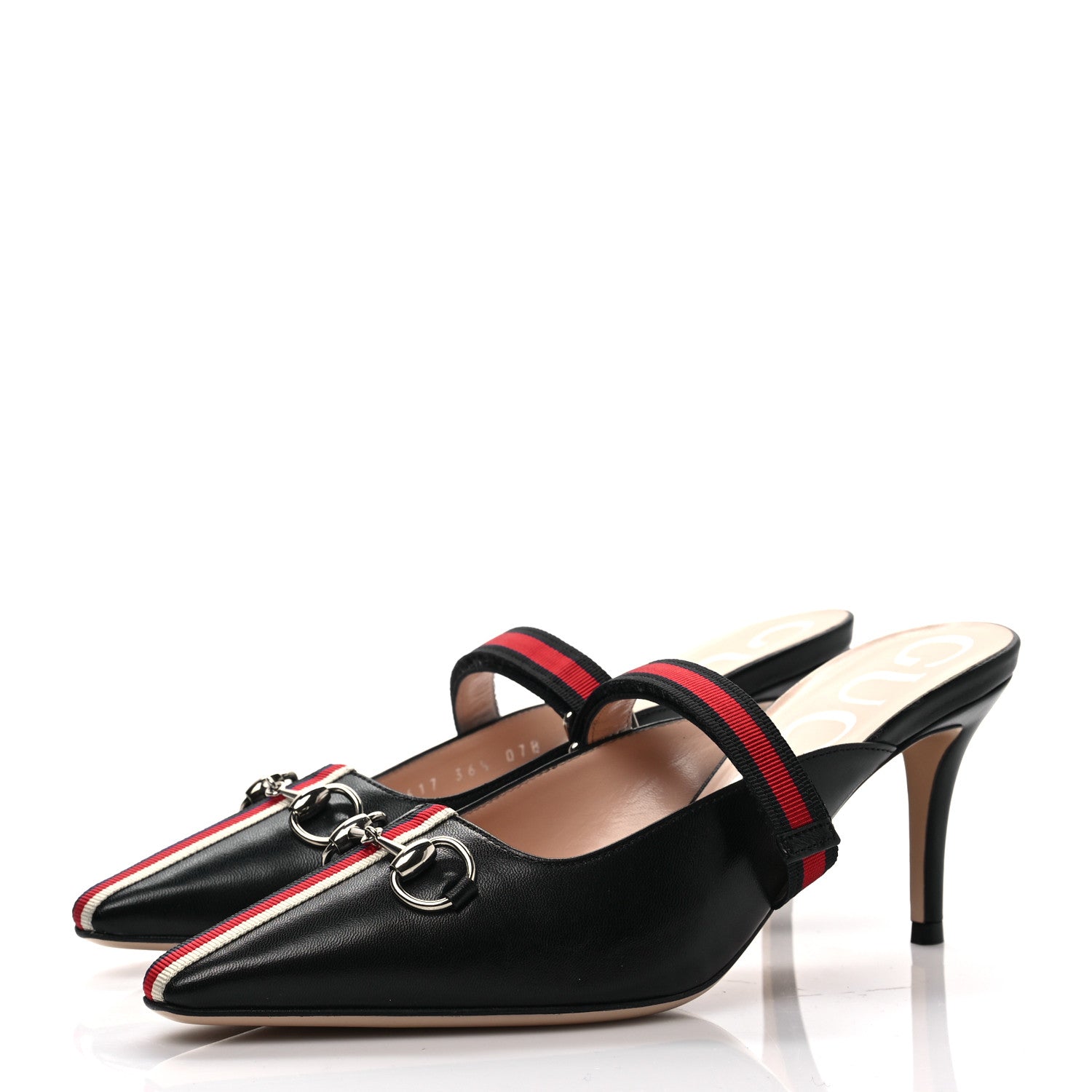 Gucci Malaga Kid Sylvie Web Cross Strap Mid-Heel Slides 36.5 Black 3 of 9