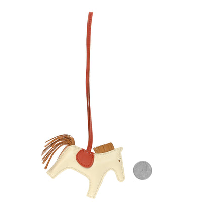 Hermes Milo Lambskin Grigri Rodeo Horse Bag Charm PM Craie Sesame Cornaline 2 of 5