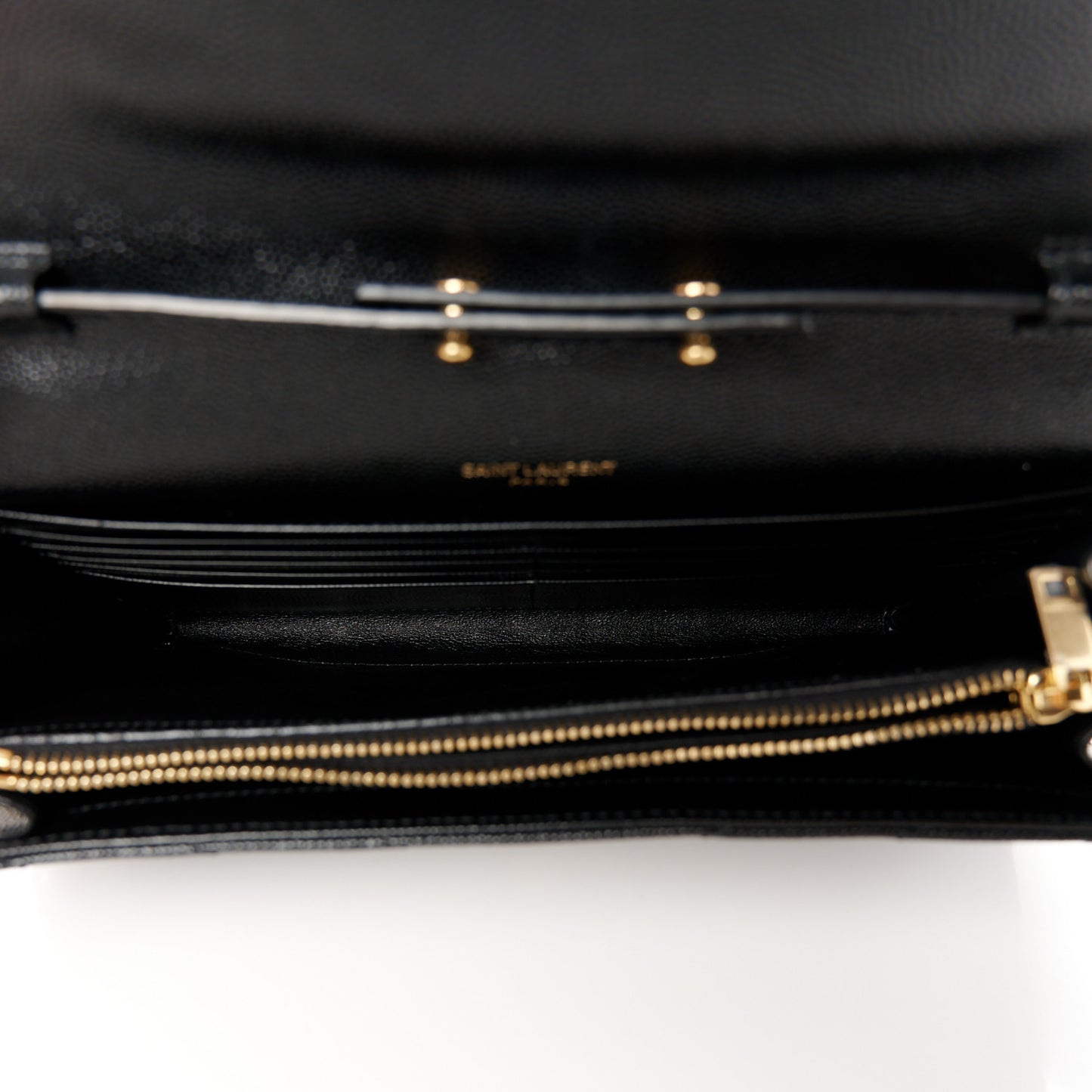 Grain De Poudre Matelasse Chevron Monogram Chain Wallet Black