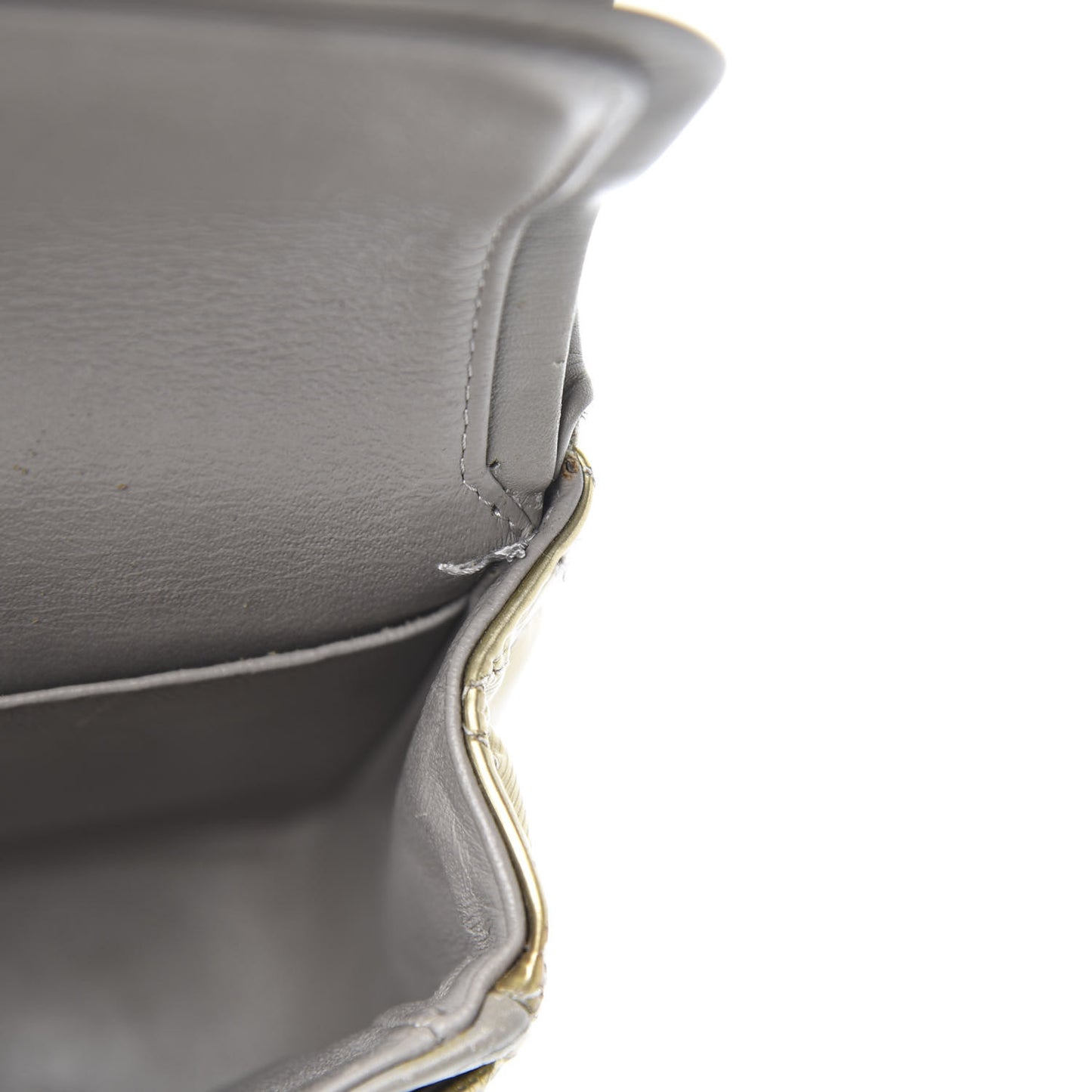 Striated Patent Quilted Medium Double Flap Gold