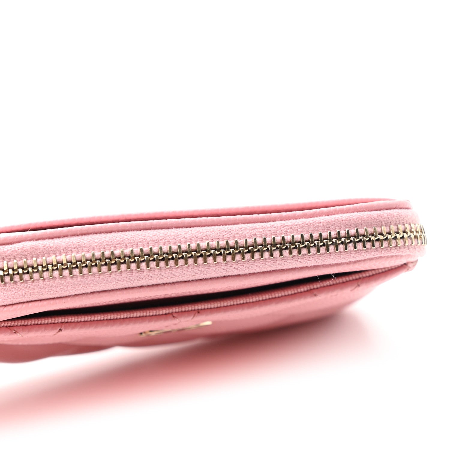 Chanel Caviar Quilted Zip Card Holder Wallet Pink 8 of 9