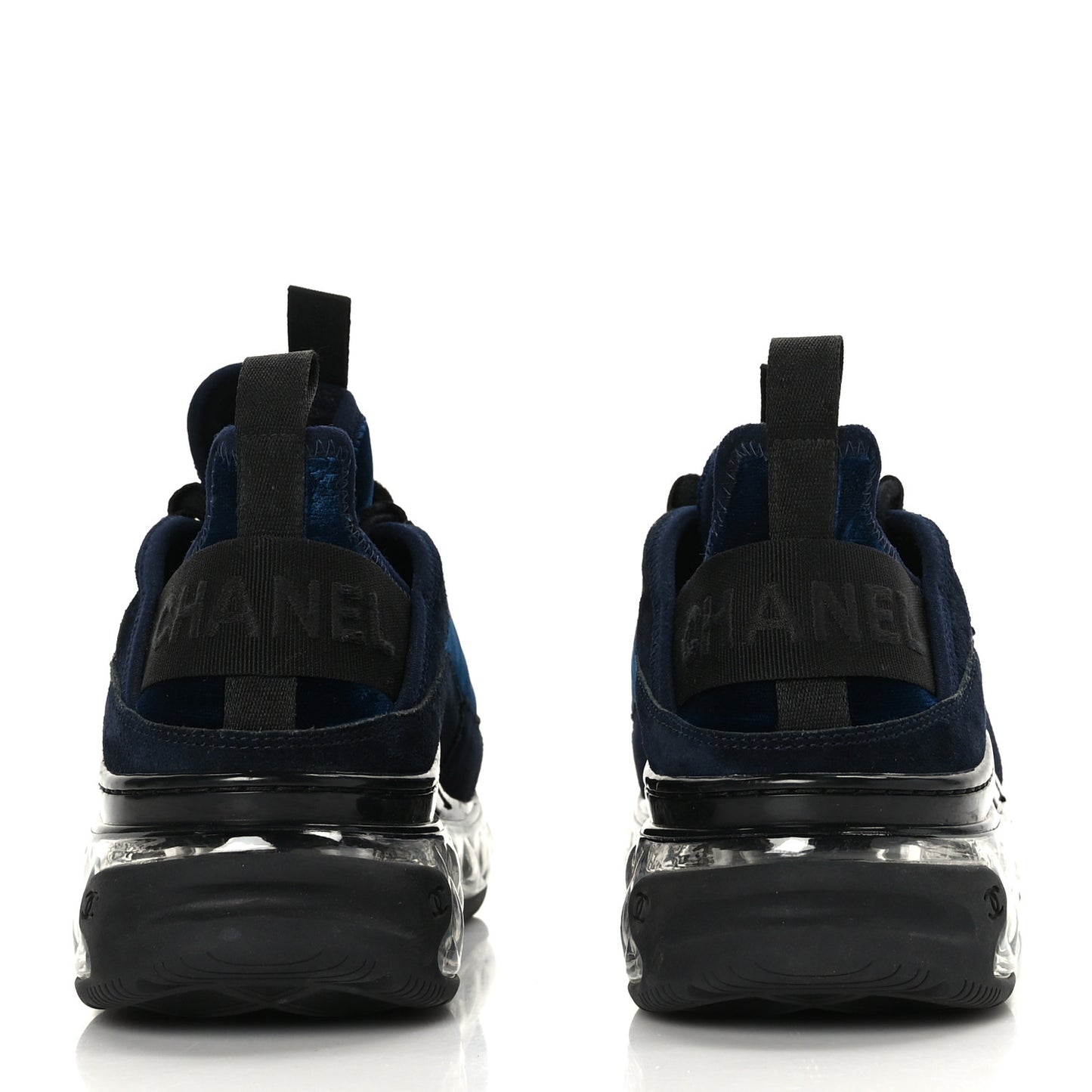 Suede Calfskin Velvet Grosgrain CC Sneakers Navy Blue Black