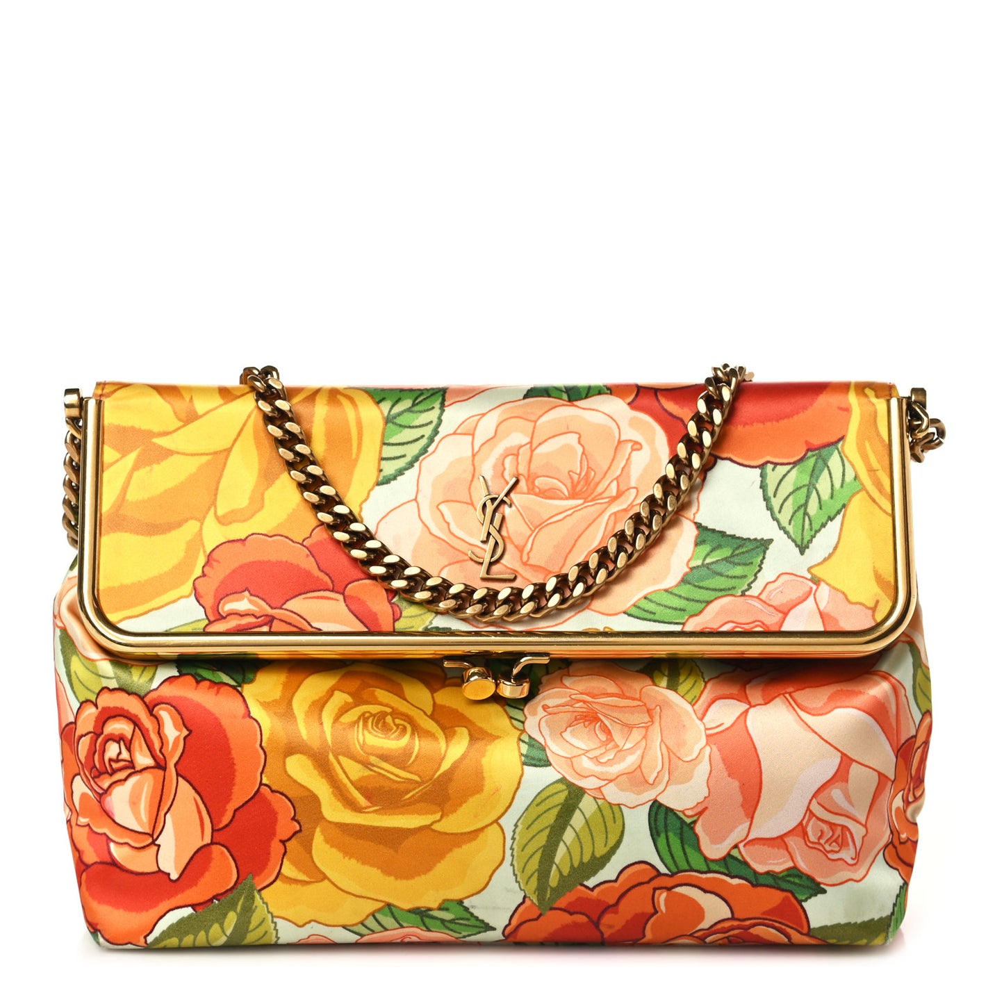 Silk Floral Print Monogram Medium Sac Charniere Fanny Multicolor