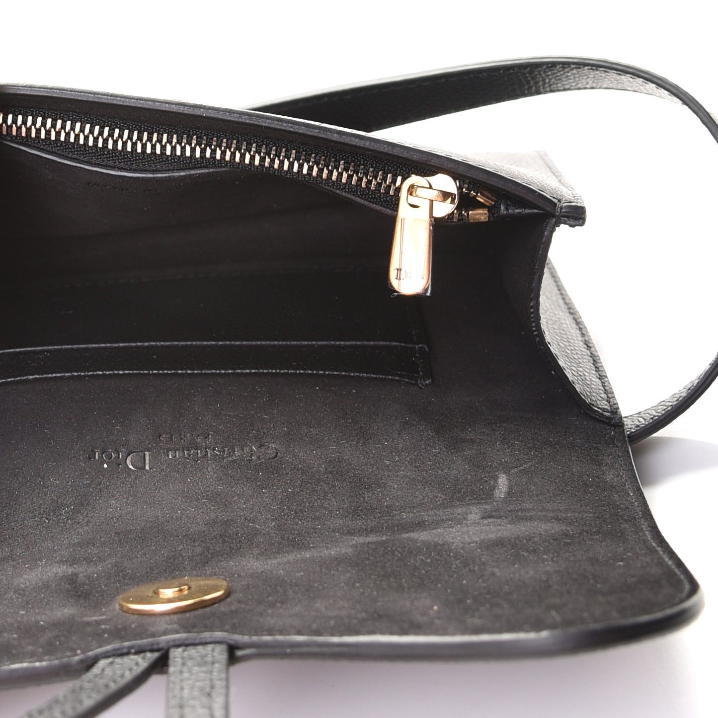 Grained Calfskin Saddle Belt Clutch Black