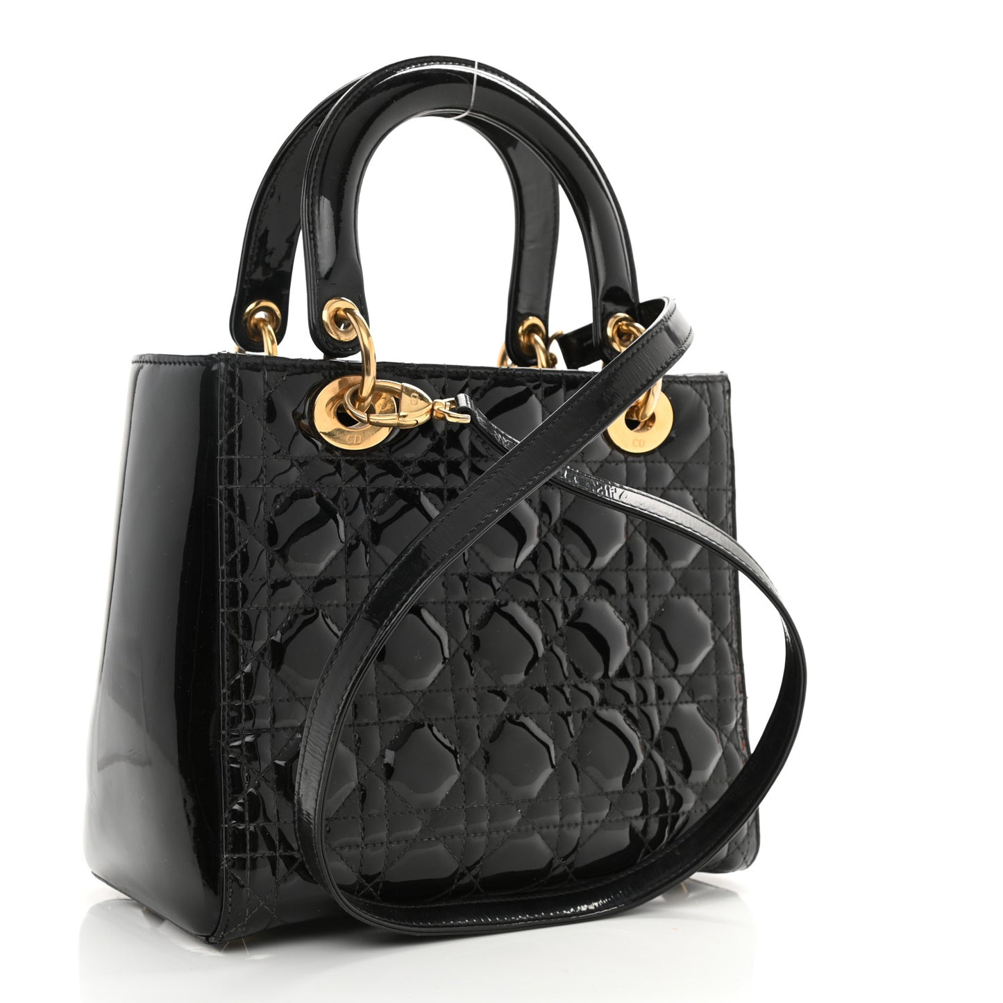 Patent Cannage Medium Lady Dior Black