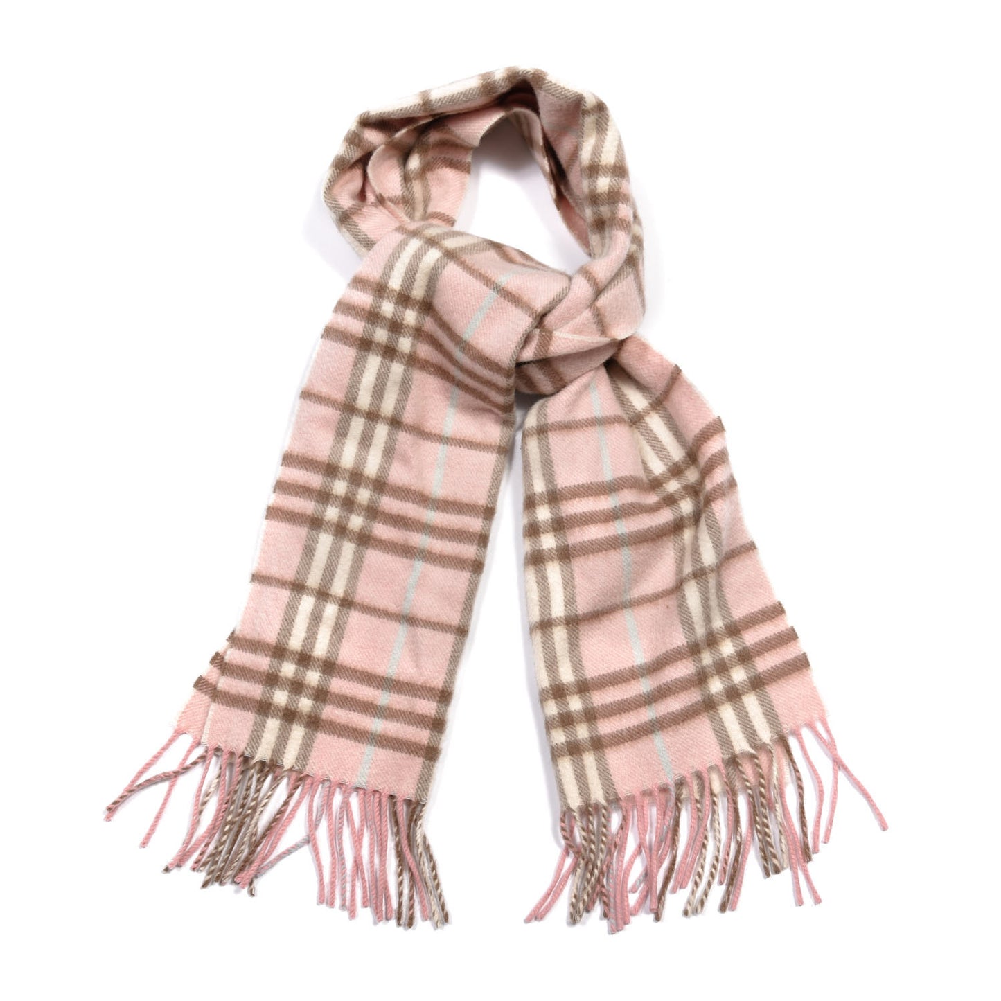 Cashmere Check Fringe Scarf Pink