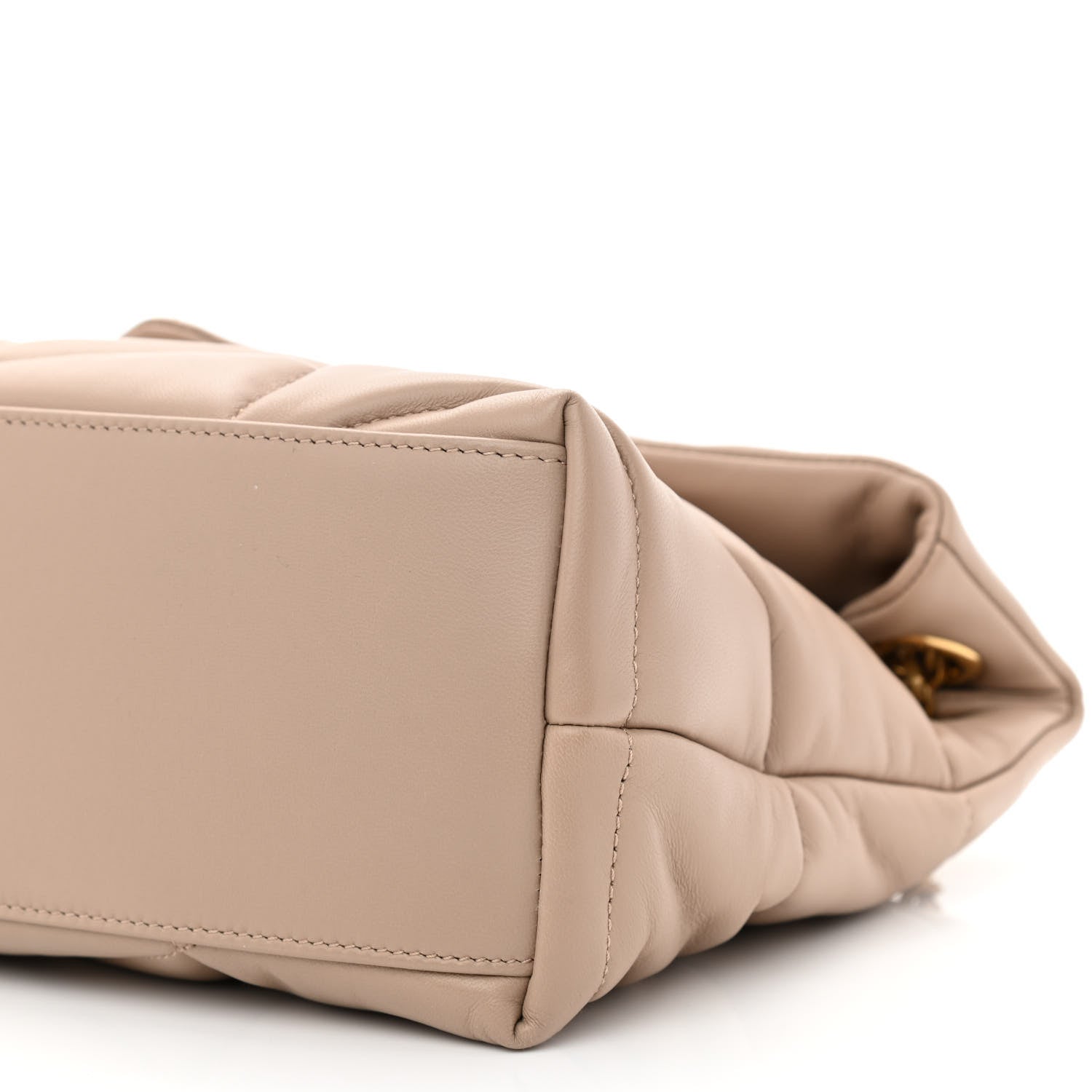 Saint Laurent Lambskin Quilted Small Loulou Puffer Monogram Chain Satchel Dark Beige 10 of 10