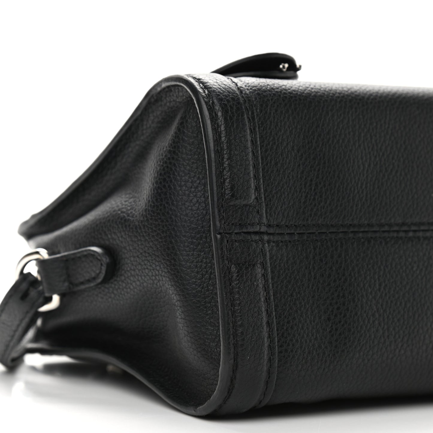 Pebbled Calfskin Mini Skull Padlock Zip Around Tote Black