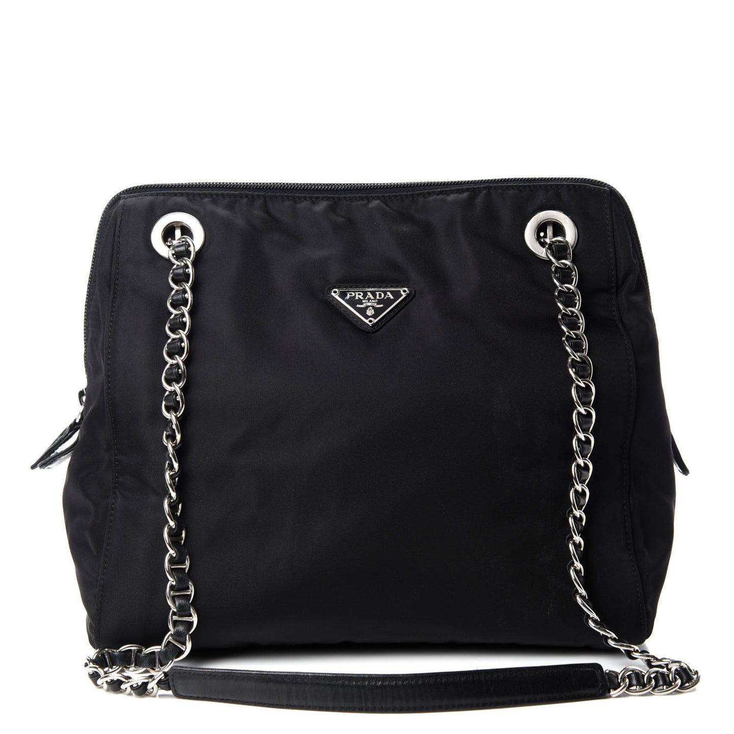 Nylon Tessuto Chain Shoulder Bag Black